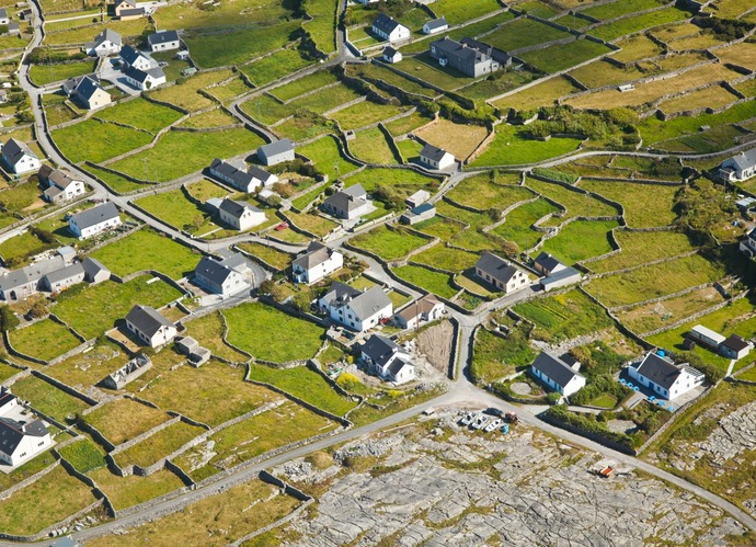 Aerial view of rural community